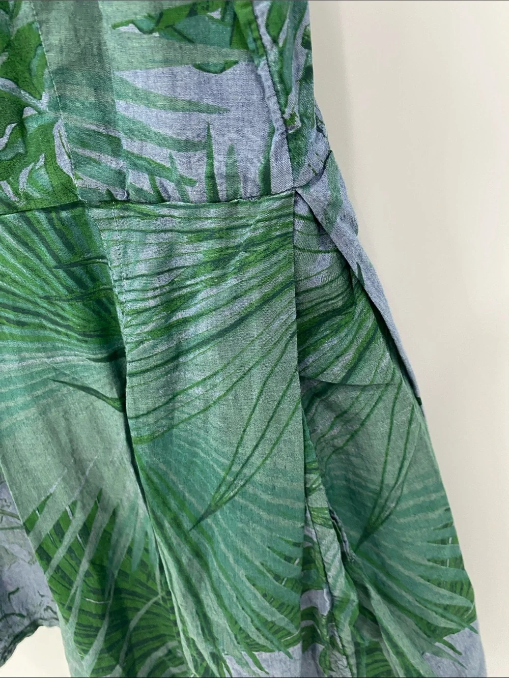 GAP Green Tropical-Print Sleeveless Mini Dress